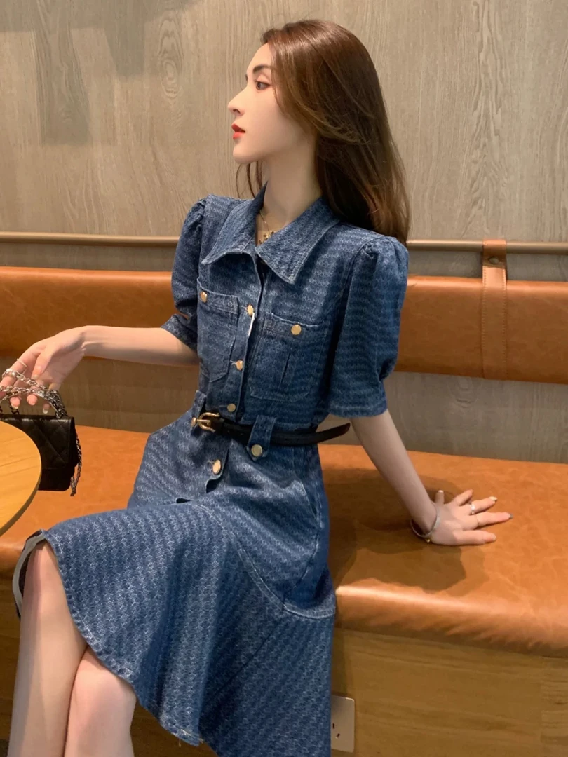 牛仔连衣裙2025年新款气质女装时尚显瘦高级感法式小香风裙子夏