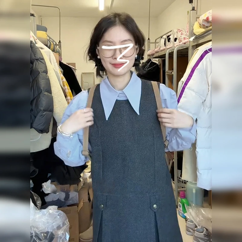 0108小香学院风套装背带连衣裙子女新款早早春小个子穿搭今年流行
