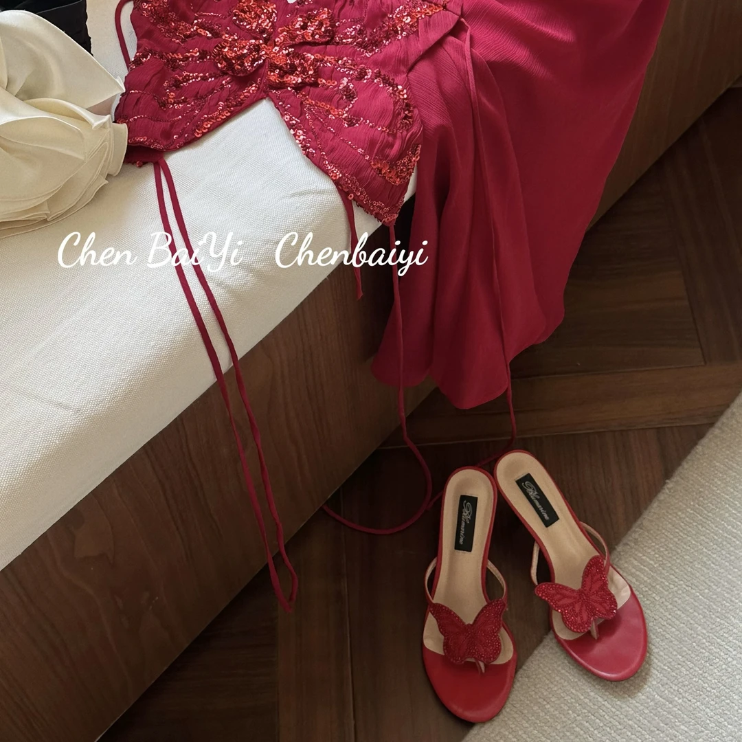 【清仓no退no换】CBY【红色蝴蝶高跟鞋】