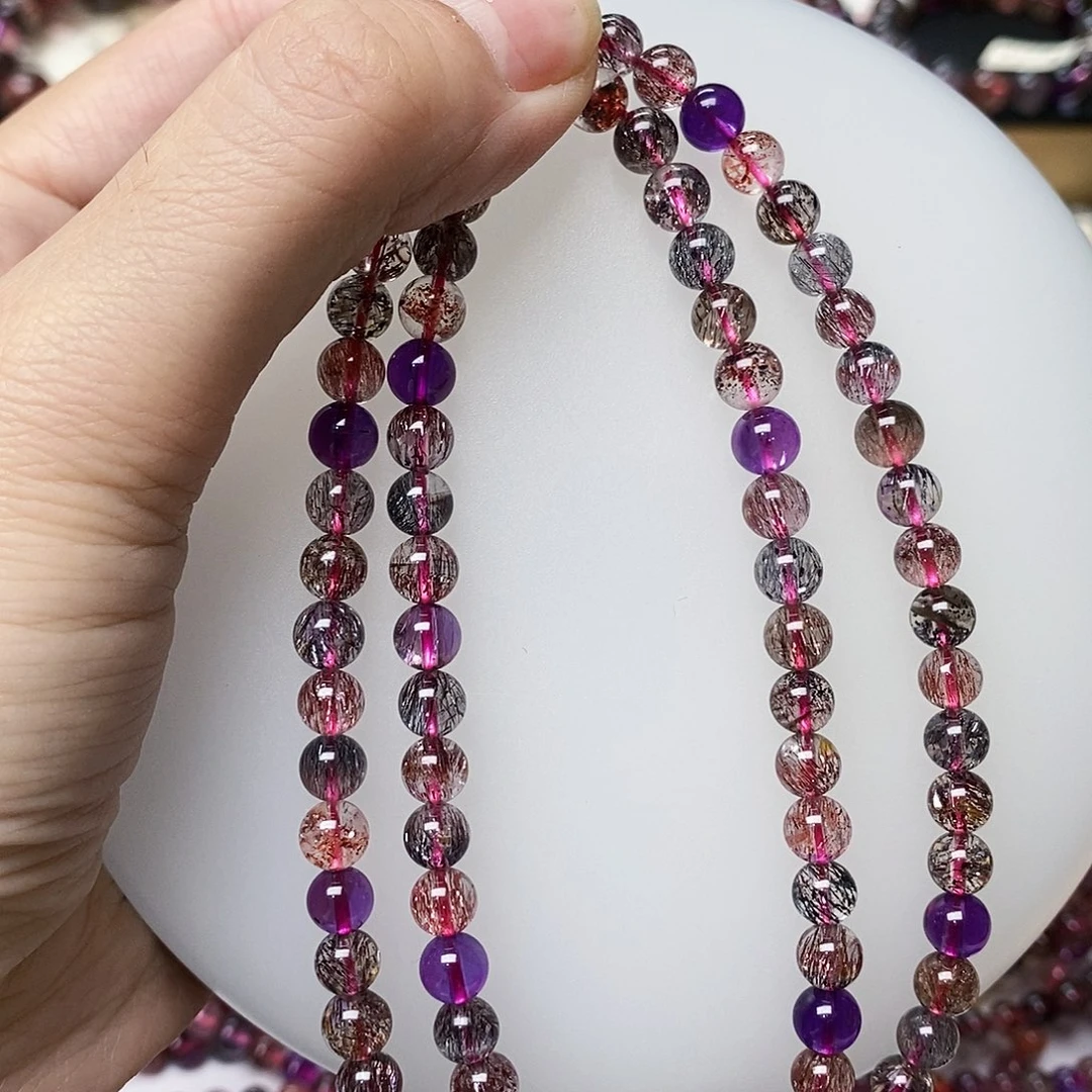 未镶嵌手链水晶h595黑加仑超七多圈6+