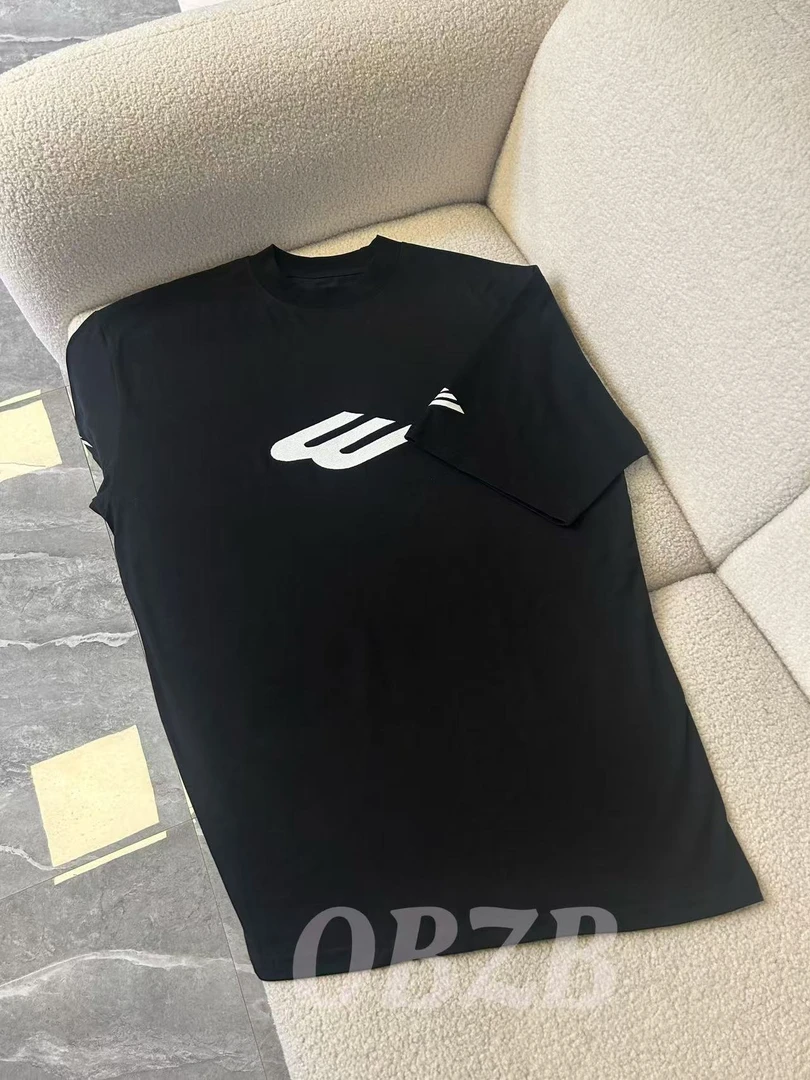OBZB【B男女同款短袖】黑白两色宽字母印花松时尚潮流百搭圆领8904