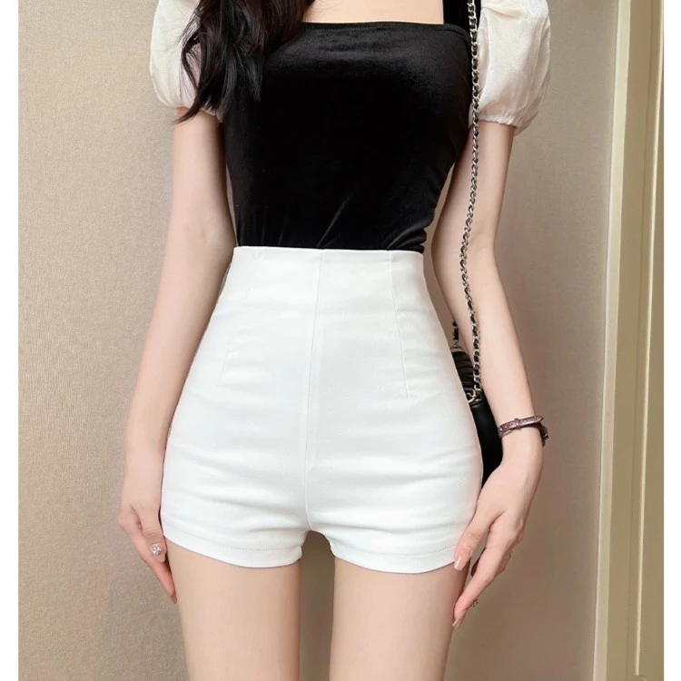 夏季黑白色紧身西装短裤高腰外穿弹力包臀裤显瘦钱与书光腿神器