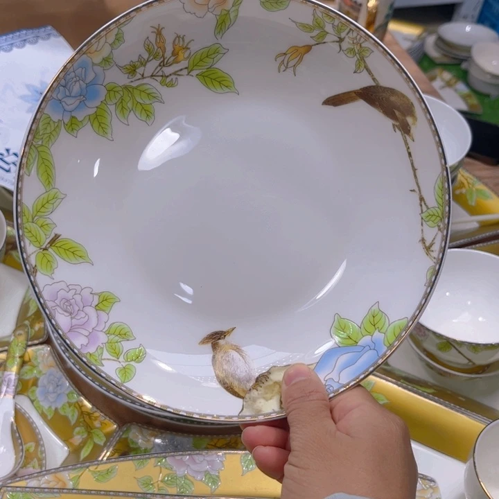 瓷片琴瑟和鸣八寸深盘四个