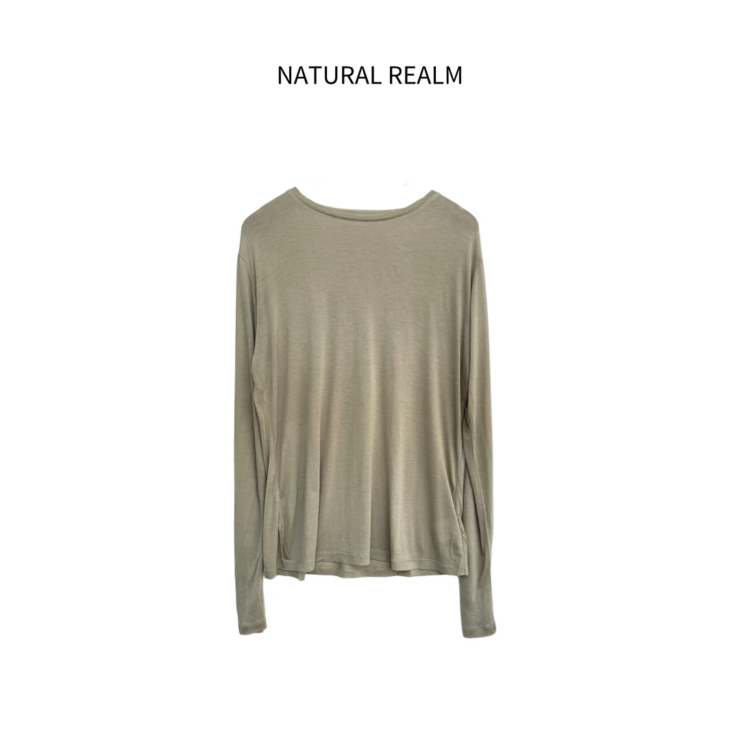 {NATURAL REALM}百搭款时尚简约休闲山羊绒桑蚕丝圆领长袖T恤