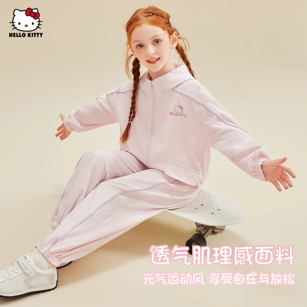 女童春季运动风套装2025新款中大童装跑步休闲元气卡通两件套