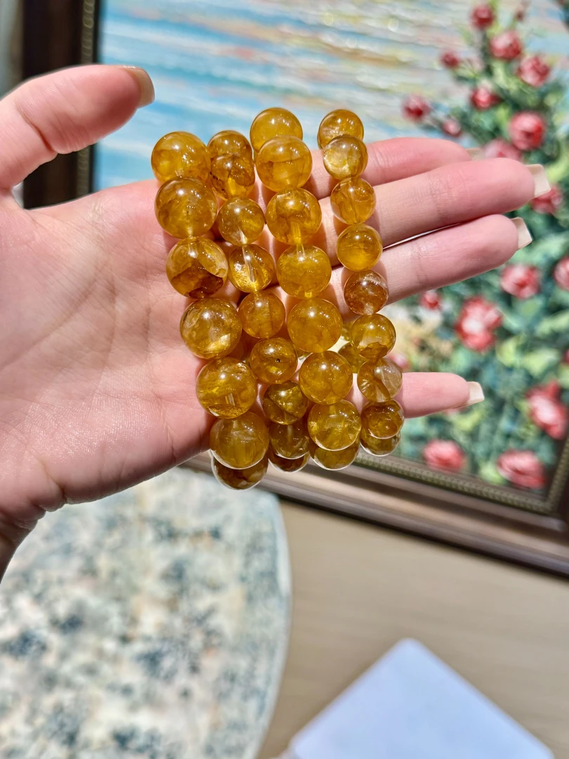 天然黄胶花手串 多样性发一 G686