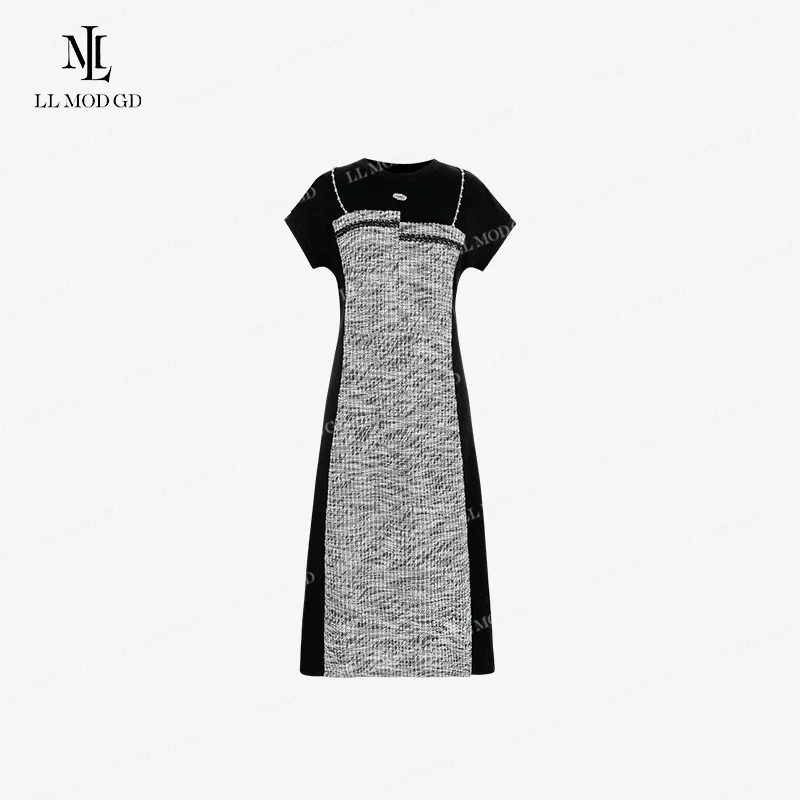 LL MOD GD【苏苏】2024时尚拼接假两件中长款气质连衣裙YL-252375