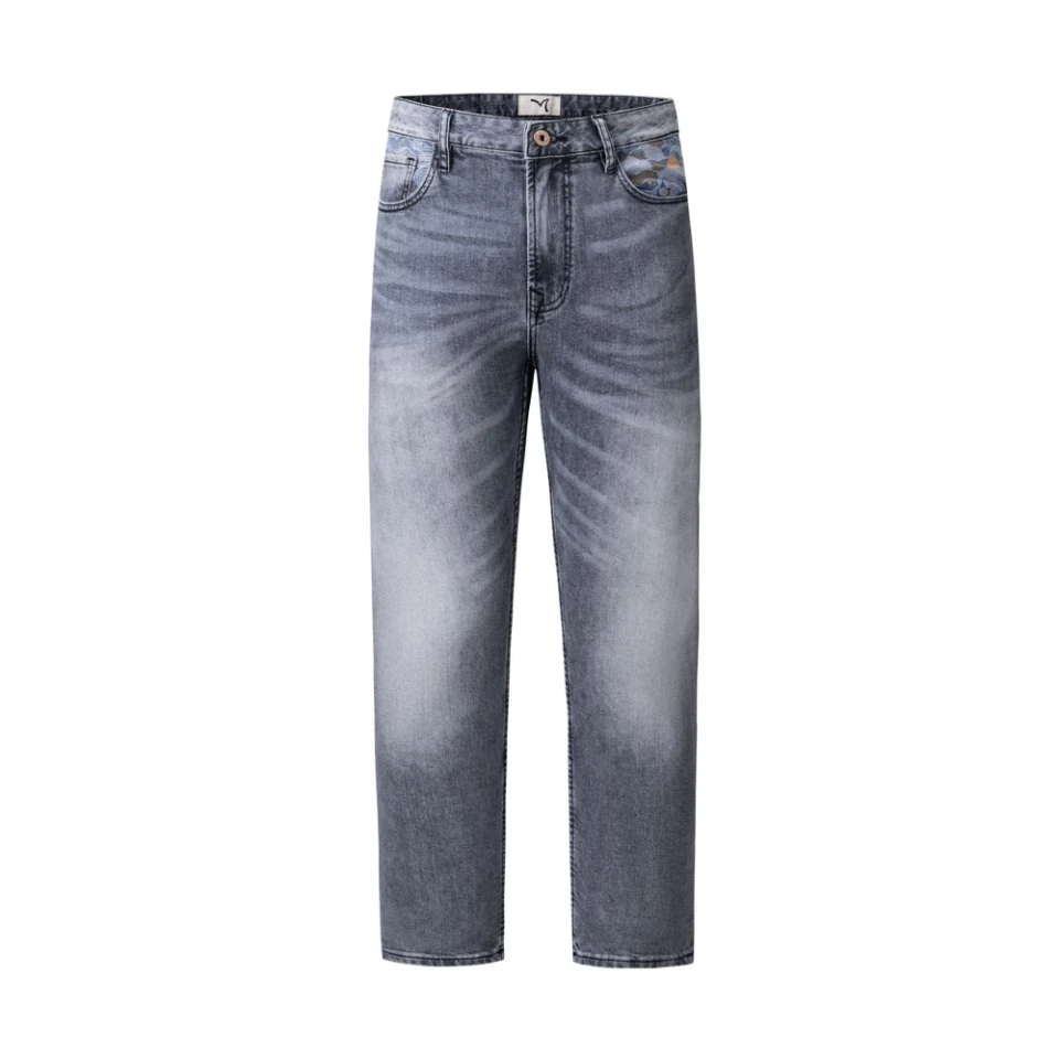 美式烟灰色牛仔裤男款微弹小直筒长裤男士2025新款修身休闲裤春秋