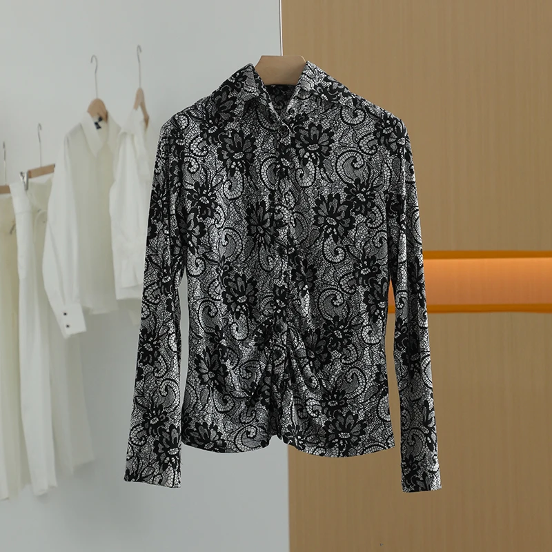 【唐长老自营】货号Y0260女装春秋新款复古印花衬衫YL