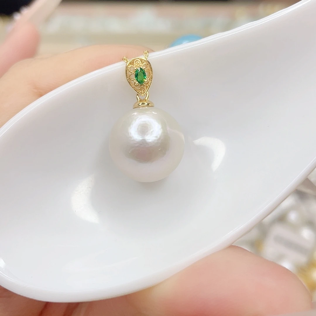 淡水珍珠银S925镶嵌吊坠(不含链)