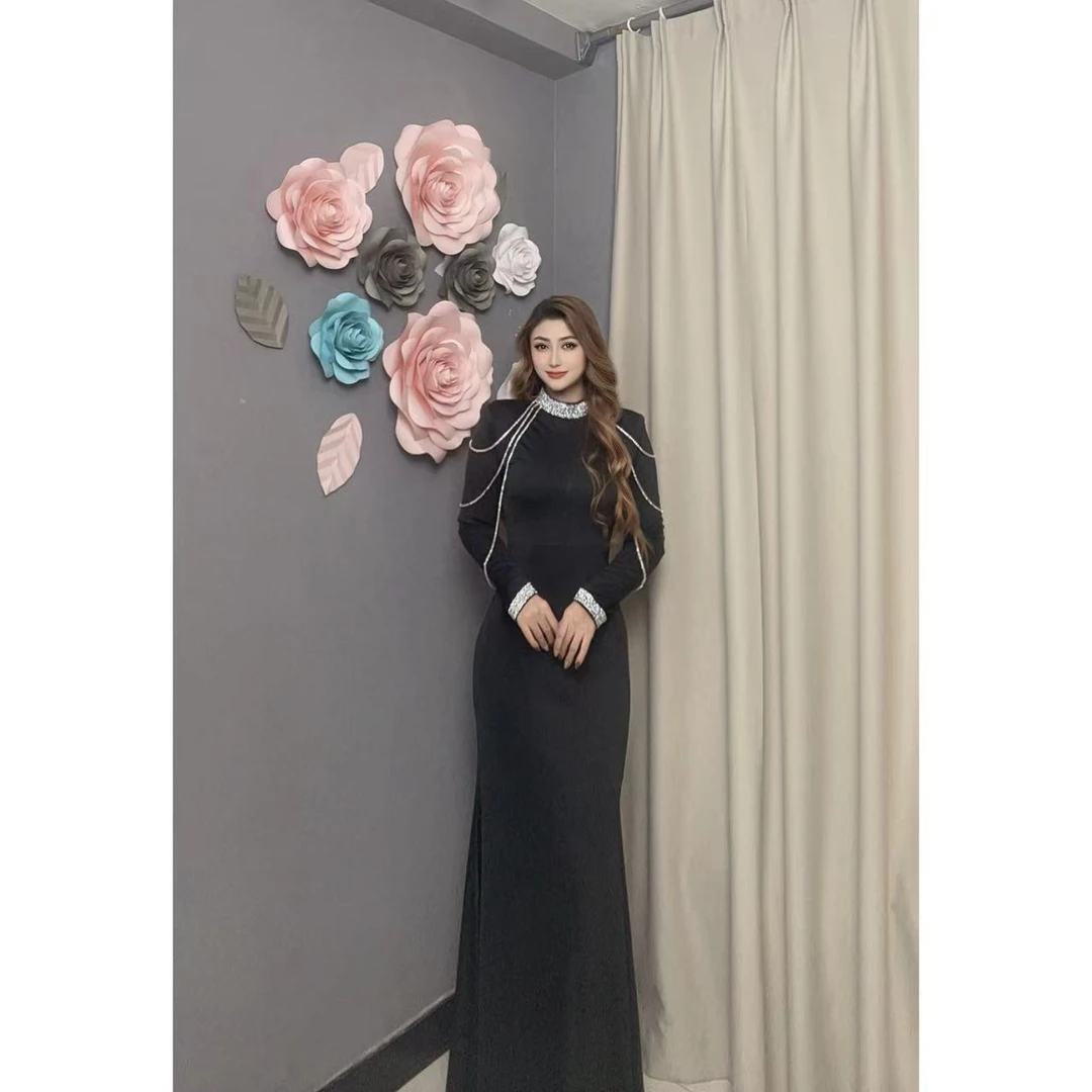 59023【包邮】高级时尚流苏钻女装连衣裙