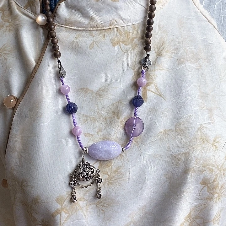 翡翠手链未镶嵌紫**郁一套199