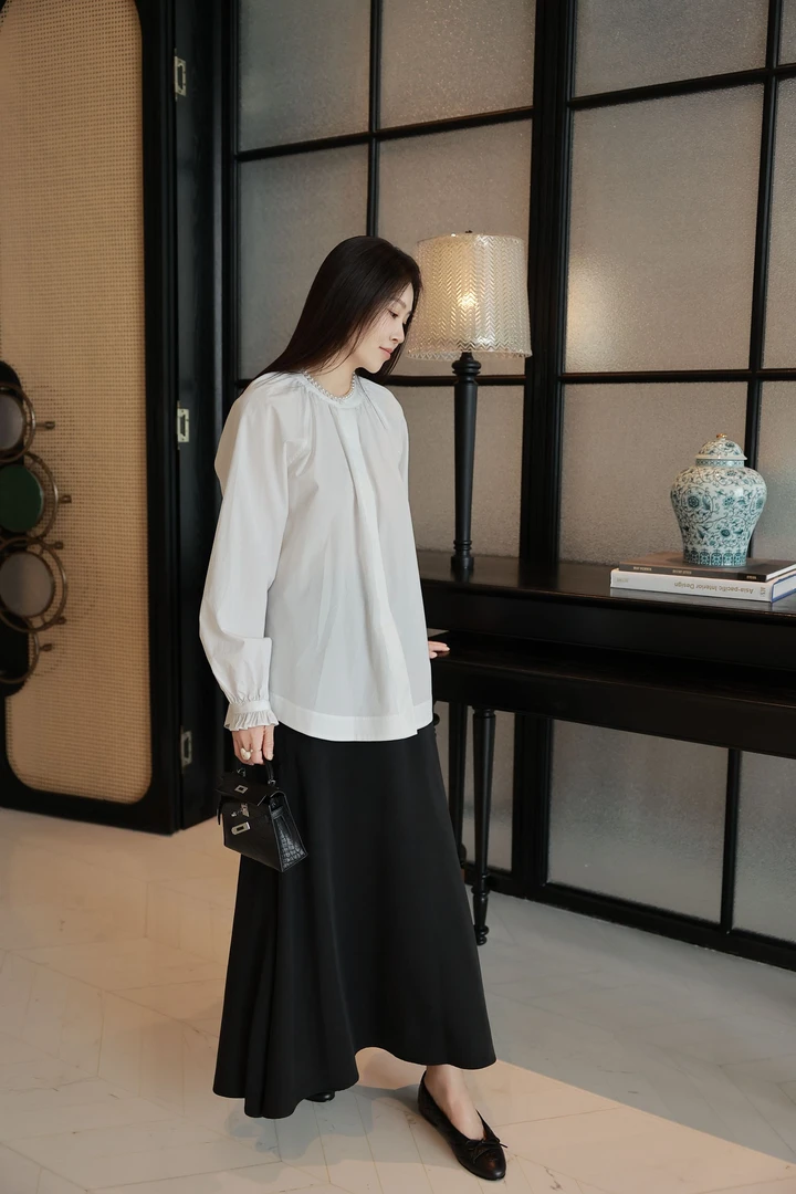 【FELOCCA】简约圆领遮肉宽松开襟时尚休闲衬衣CC2631