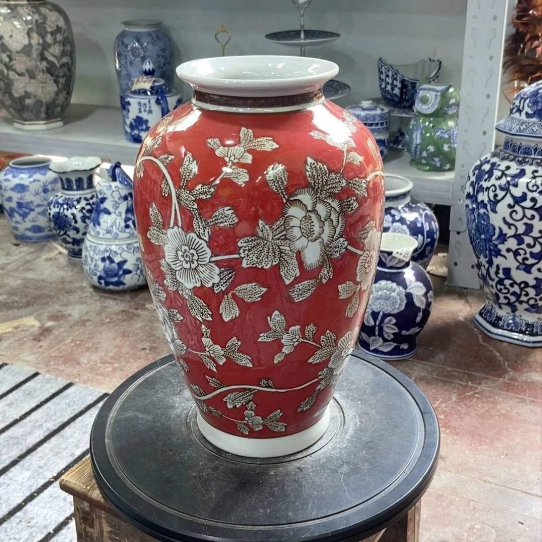 摆件花瓶手绘釉下彩