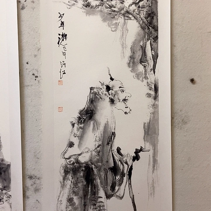 七***豚国画水墨丹青画卷作品