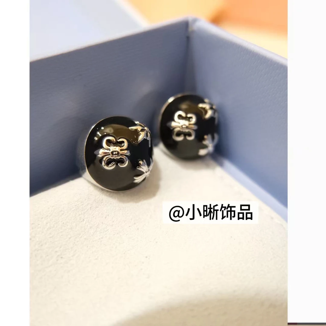 铜合金锆石耳饰 小众设计黑色百搭耳饰46795