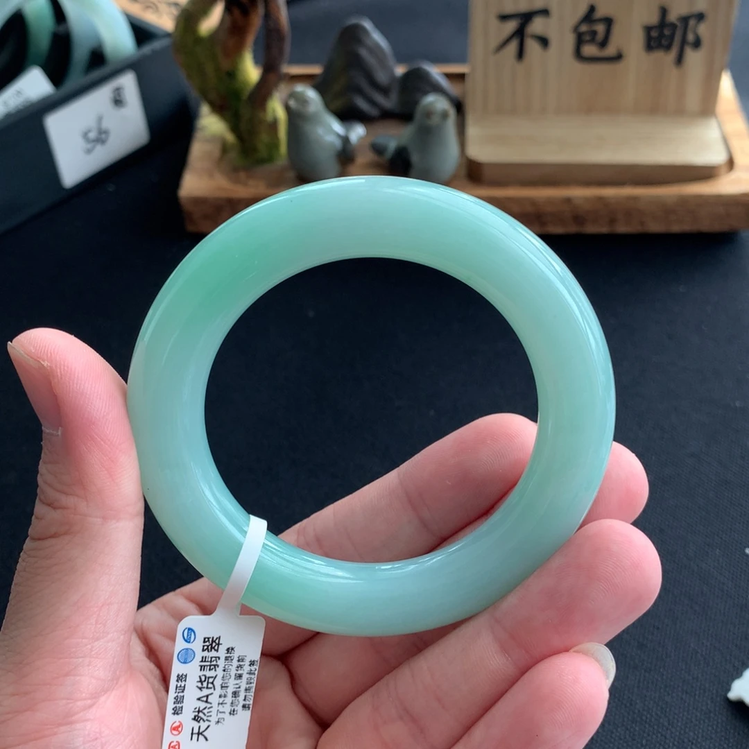 翡翠未镶嵌手镯圈口5455