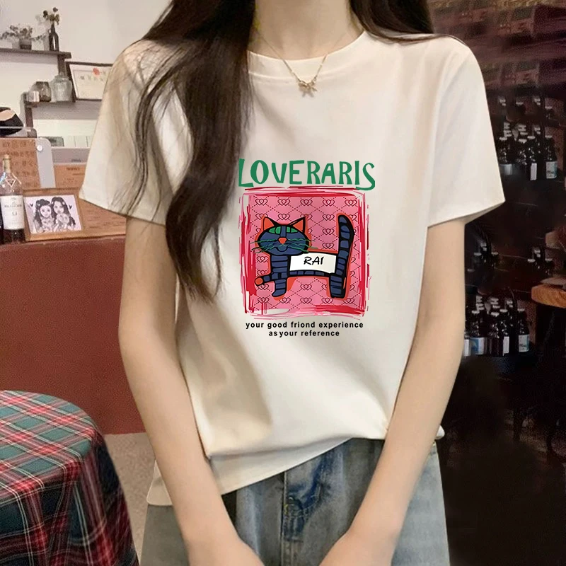 白色纯棉正肩短袖t恤女夏季宽松百搭洋气上衣2025新款韩版ins圆领