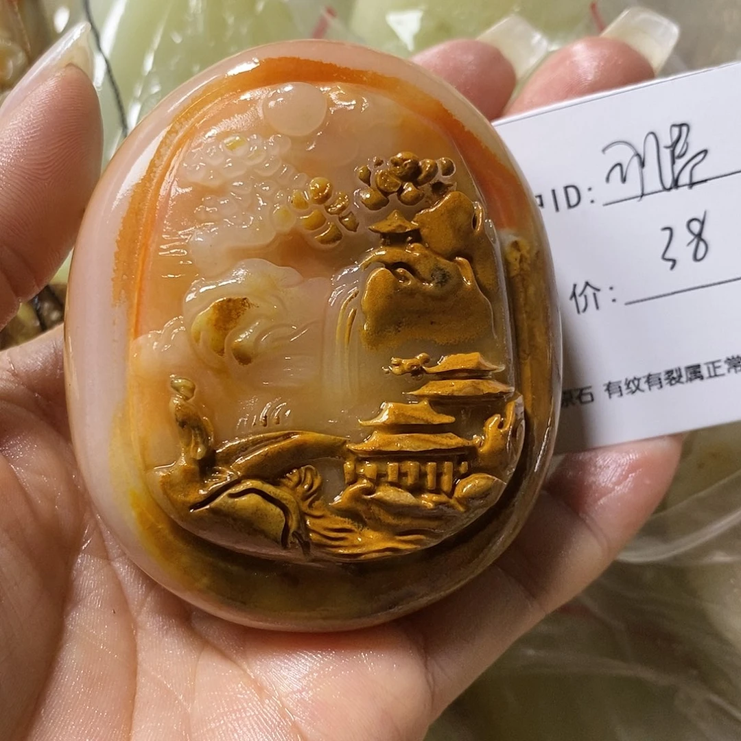 石材习***有古青石手把件