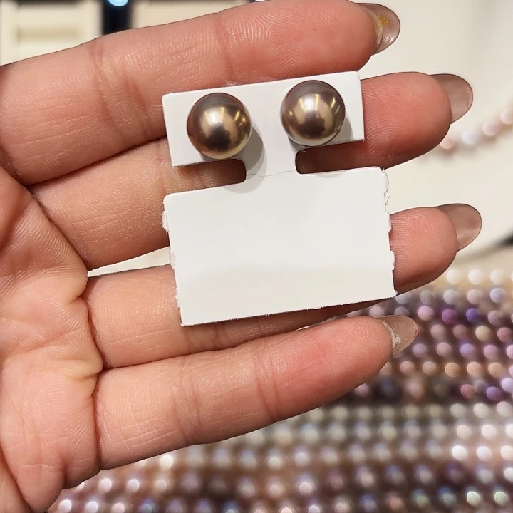 淡水珍珠耳饰18K金镶嵌倩*迪