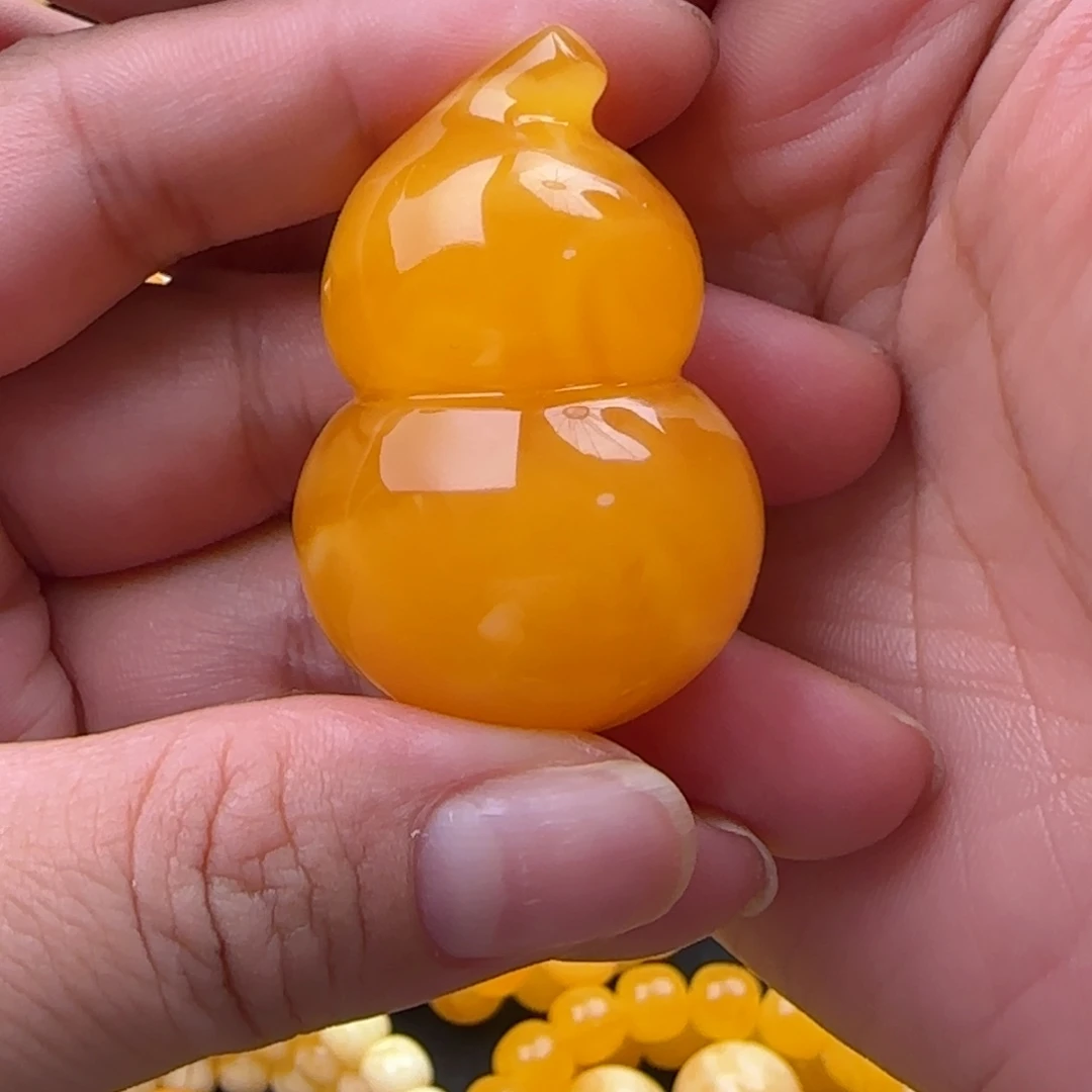 小***羅手链琥珀未镶嵌焦皮红花蜡葫芦