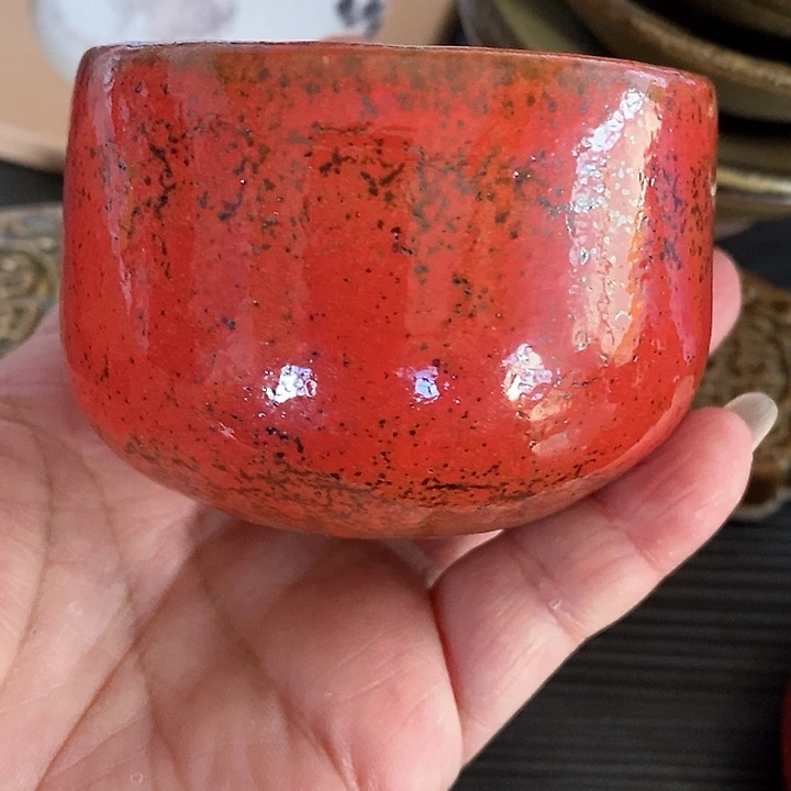 周老手作中国红陶瓷杯