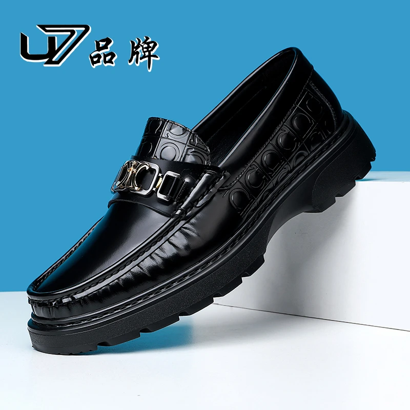 U7品牌男鞋 开边珠头层牛皮 商务皮鞋真皮轻奢高端牛皮休闲皮鞋
