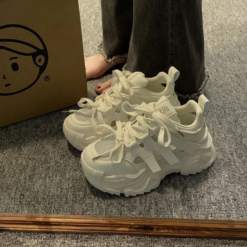 透气网面爆款老爹鞋女2025年夏季新款轻便小个子厚底休闲运动鞋女