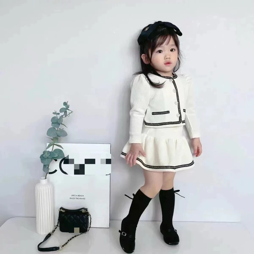 N4236（微瑕）儿童童装潮款开学穿搭小香风外套+短裙套装TZ294