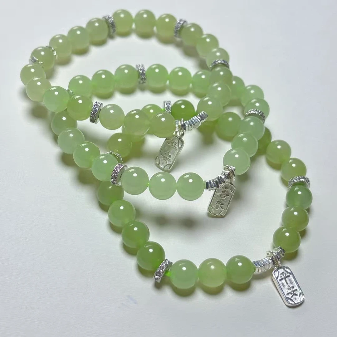 《铁头老猪》HTC-076天然和田玉设计款圆珠手串约8mm多样性发其一