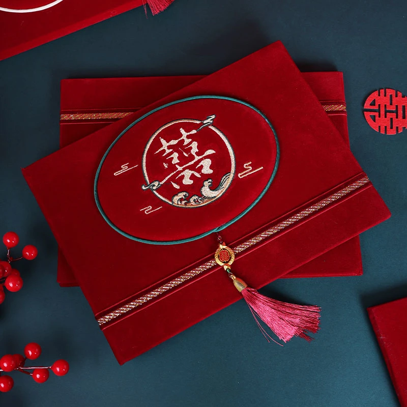 绒布刺绣礼金本结婚人情礼单记账本婚礼礼簿签到礼账质感嘉宾喜庆