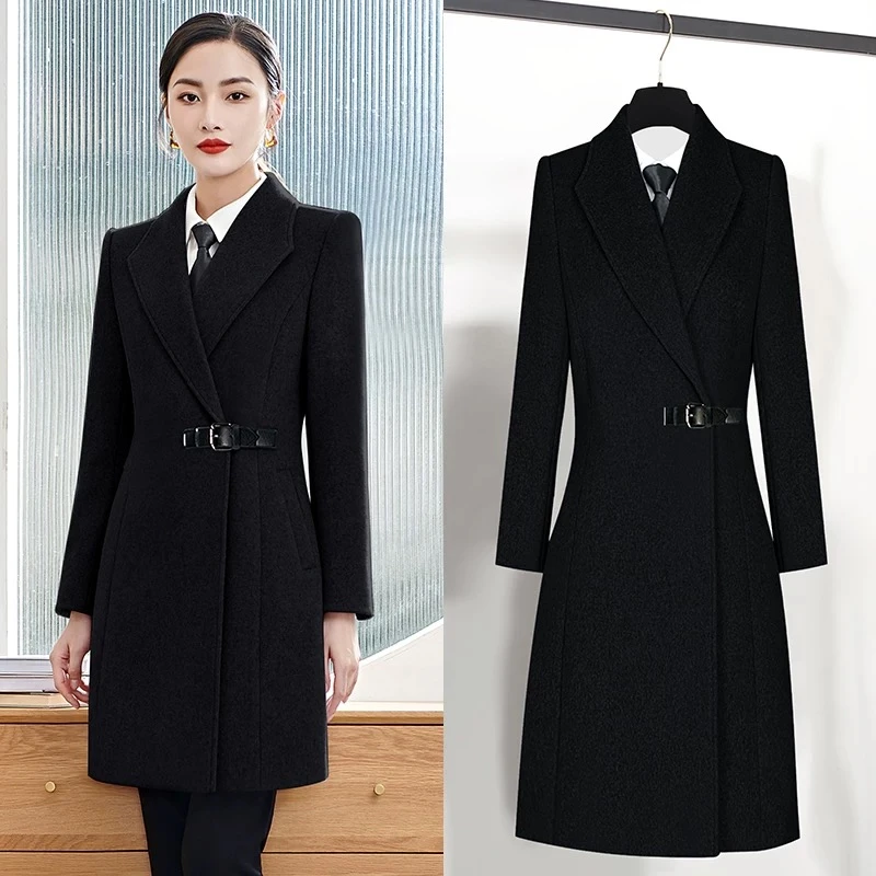 【羊毛大衣清沧】加厚冬款高级感职业装毛呢女时尚显瘦外套气HC306