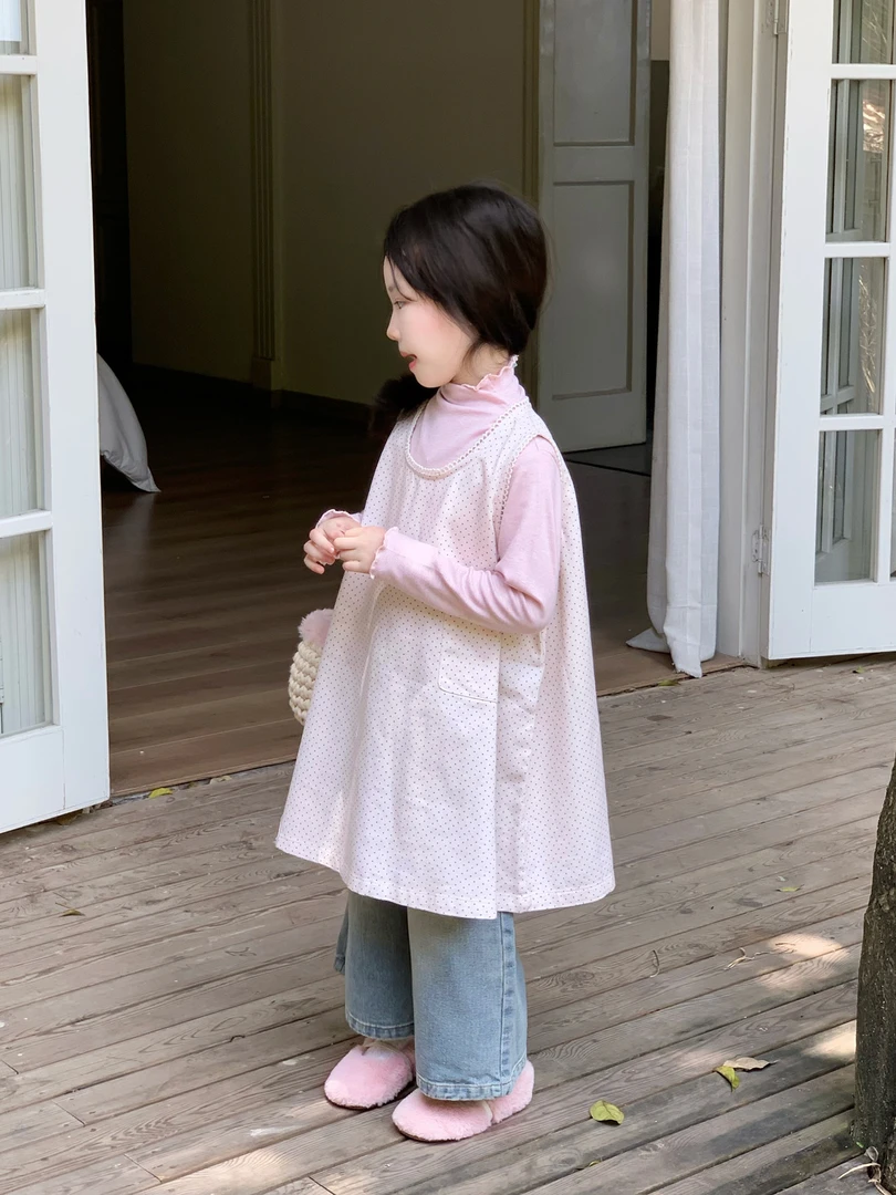 女童韩版背心裙2025秋季新款童装中小童圆点无袖裙打底衫牛仔裤