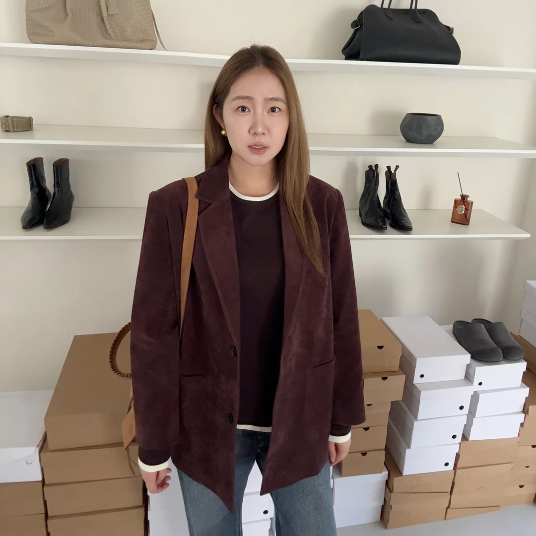 widelia陈魅儿2025秋冬新款 复古港风宽松设计感西装外套女813125