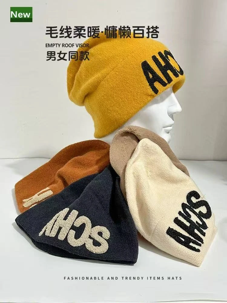 2025新款欧美小鸟提花针织帽正确字母百搭保暖加厚毛线帽个性帽潮