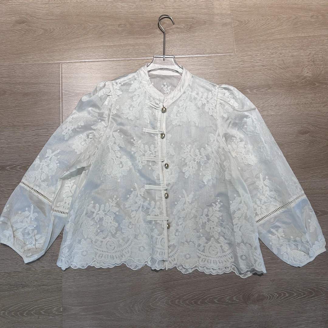 特价 2025欧货新中式复古提花长袖衬衫女8