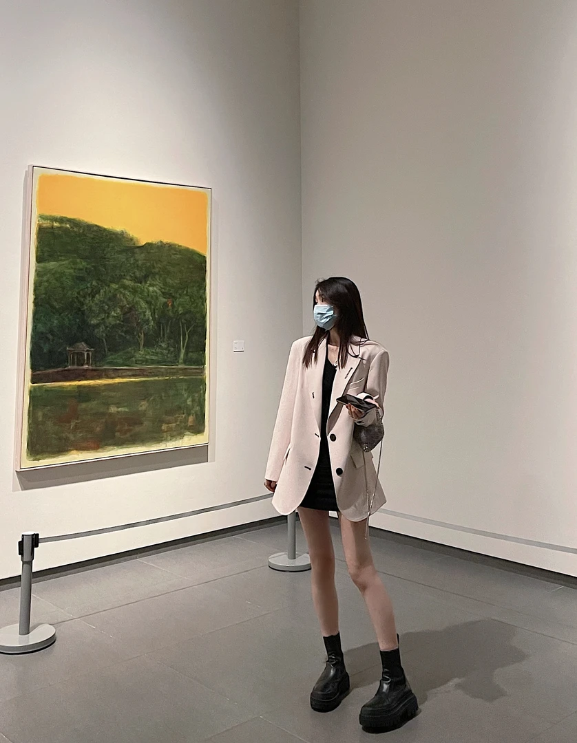 ACHI大也池◆白色廓形刺绣英文西装