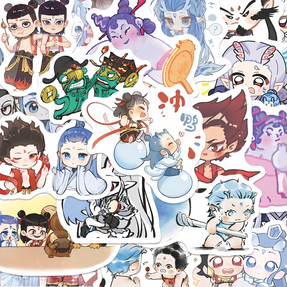 100张哪吒之魔童闹海创意贴纸Q版藕饼可爱敖丙敖光石矶娘娘贴画