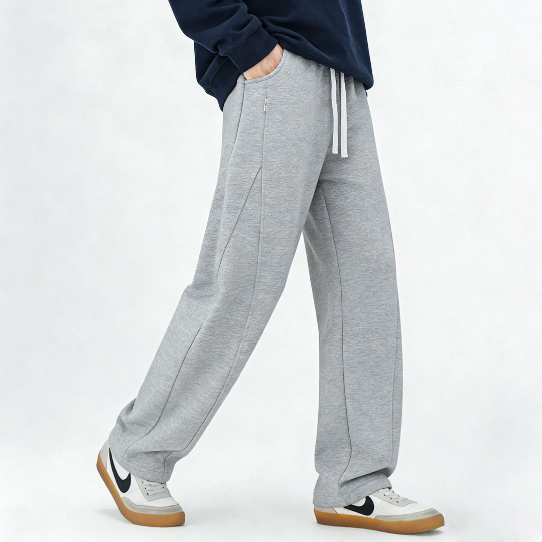 男士裤子秋冬款灰色卫裤加绒加厚裤子男款休闲裤2025新款运动裤子