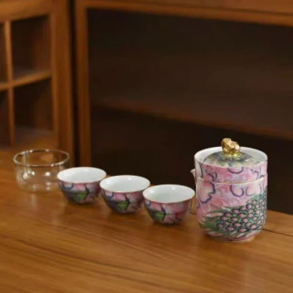 [墨池]成艺孔雀悠韵快客旅行快客杯1壶3杯0250