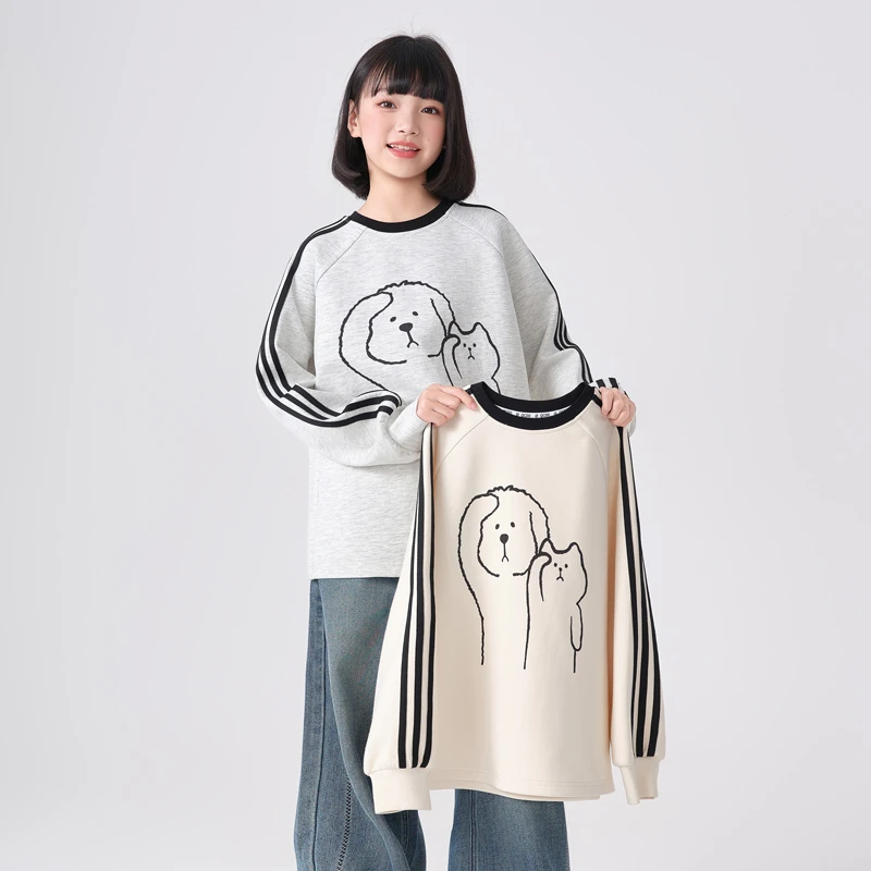 2211女童卫衣早秋新款儿童韩版宽松洋气时髦女孩圆领百搭秋装童装