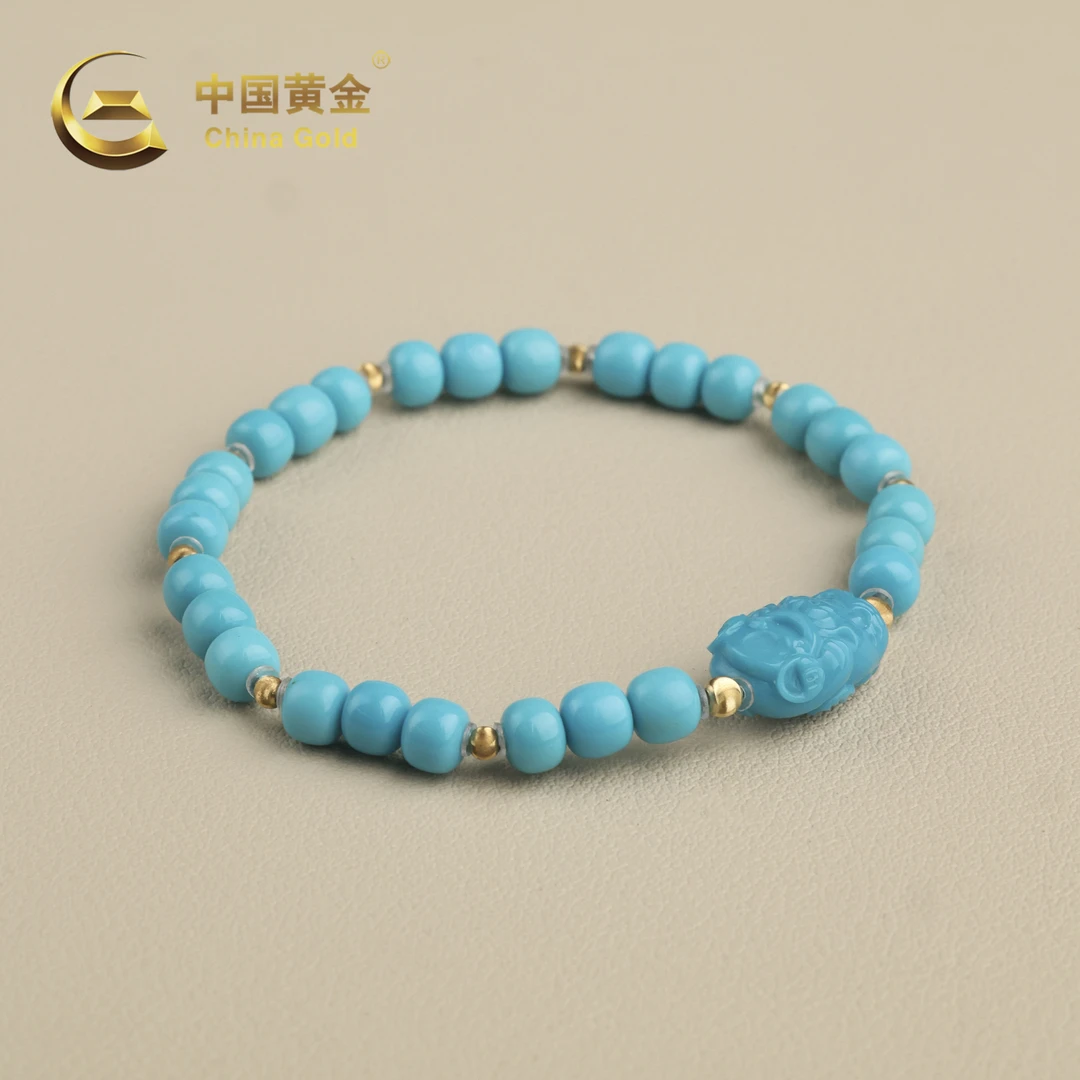 【中国黄金】岚夏 | 绿松石*手串*18k金镶嵌-S4240-Y