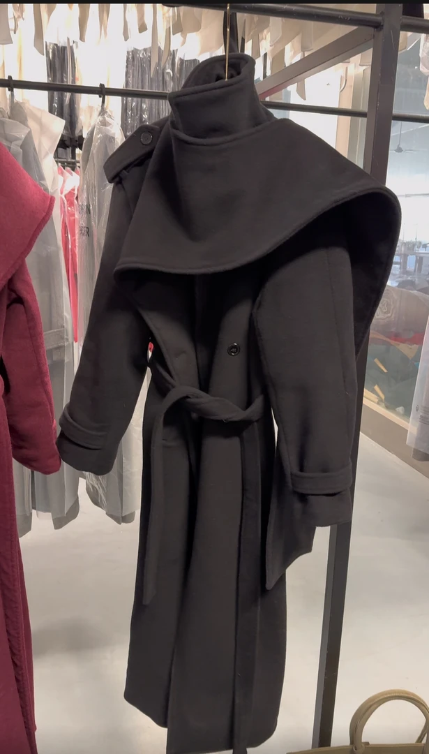 C·W 时髦又不失优雅 设计师围脖大衣【高品质绵羊毛】