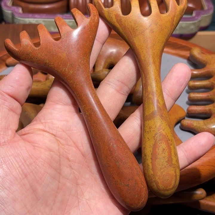 红砭石精品款六齿按摩耙