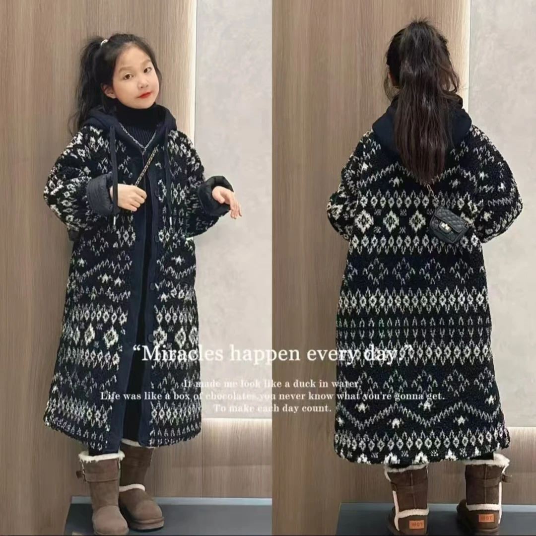 女童加厚外套秋冬装棉服2025新款中大童韩版宽松洋气连帽保暖大衣