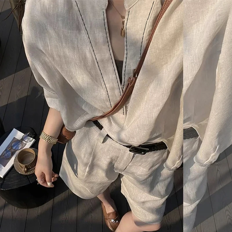 老钱风独特漂亮穿搭衬衫休闲套装裤女2025新款夏季ootd穿搭一整套