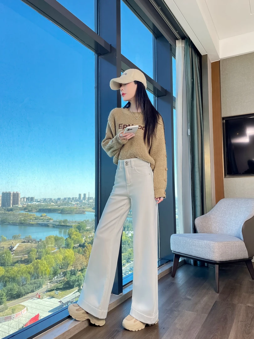 高个子大码加长大码牛仔裤女A字版型阔腿裤弹力显瘦春夏薄款