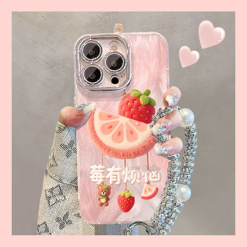 莓有烦恼适用于苹果15华为vivo/oppo小米iPhone16精孔羽纱手机壳