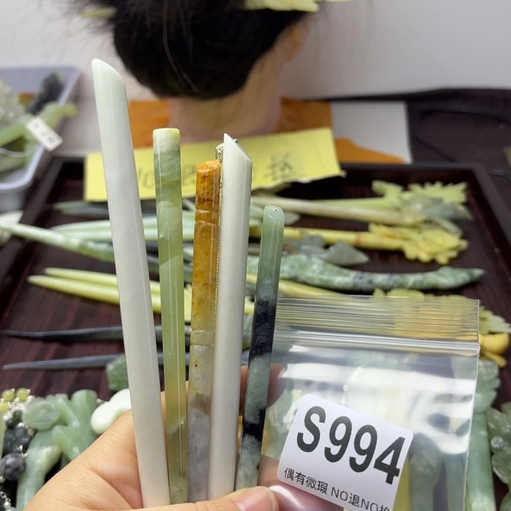 蛇纹石玉发饰合金用****8