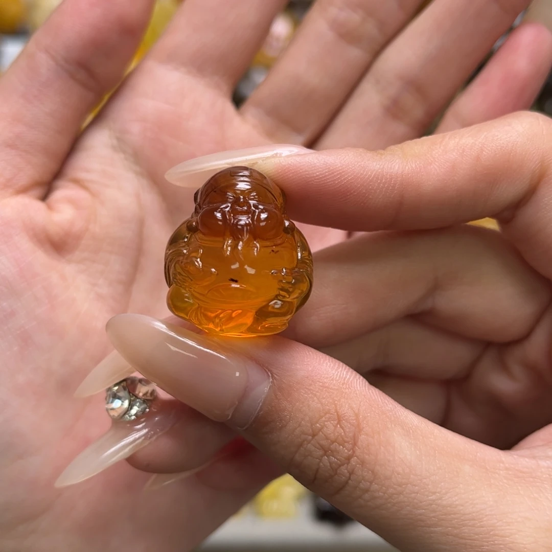 琥珀未镶嵌裸石天然琥珀财神爷4.9g
